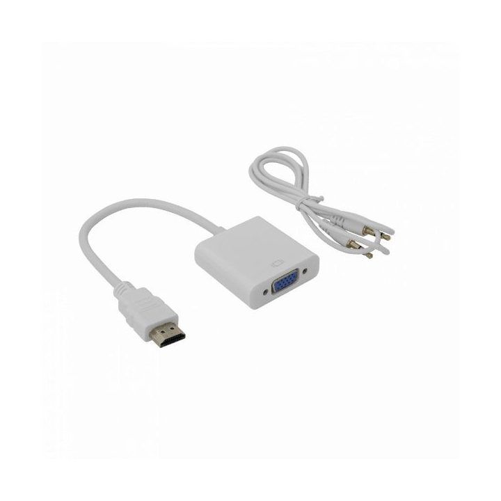 HDMI–VGA adapteris su 3,5 mm garso jungtimi Sbox AD.HDMI-VGA+A, 0,2 m, baltas