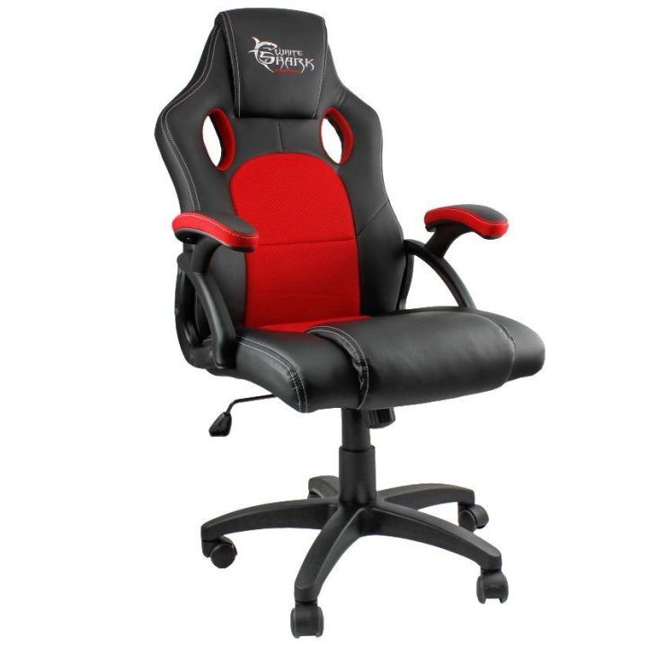 Žaidimų kėdė su aukštu atlošu White Shark Kings Throne, juoda su raudona