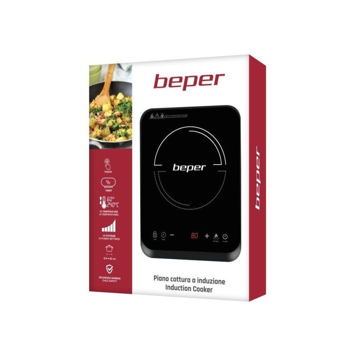 Indukcinė kaitlentė su 10 galios ir 10 temperatūros lygių Beper BF.700, 2000 W