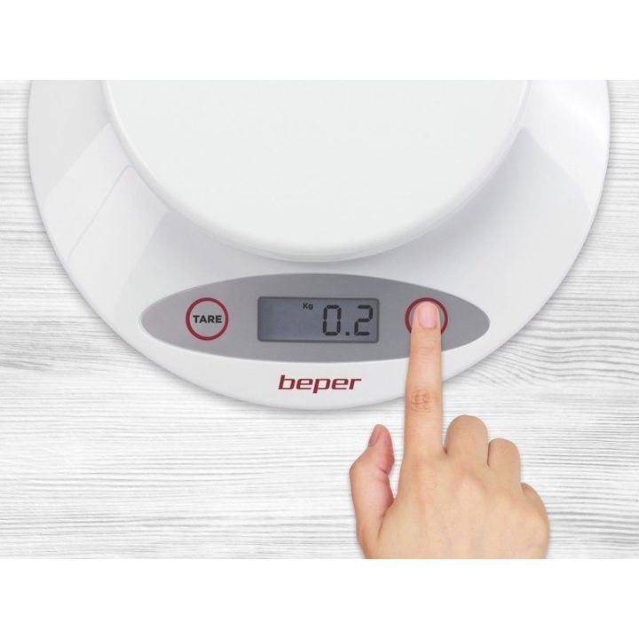 Virtuvinės svarstyklės su skaidriu dubeniu Beper BP.802, 5 kg