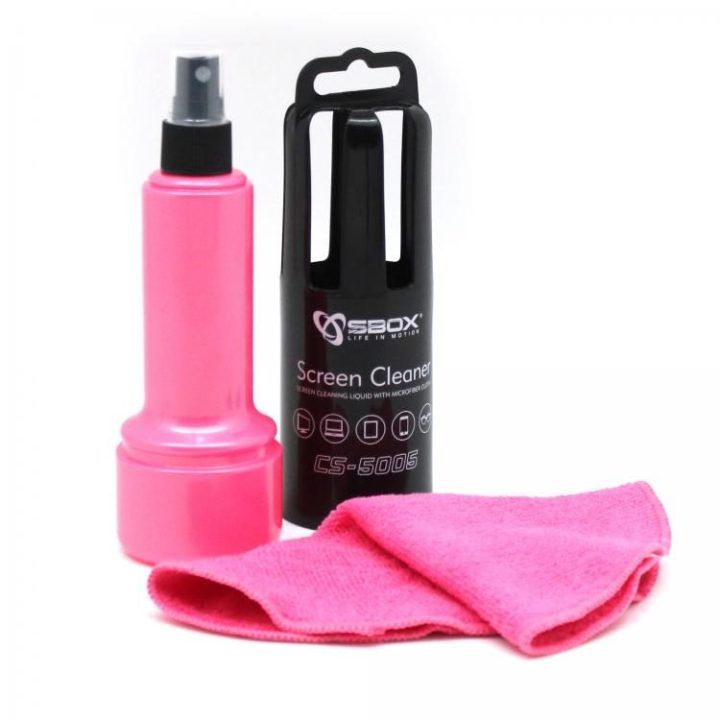 Ekranų valymo rinkinys Sbox CS-5005P, 150 ml, rožinis