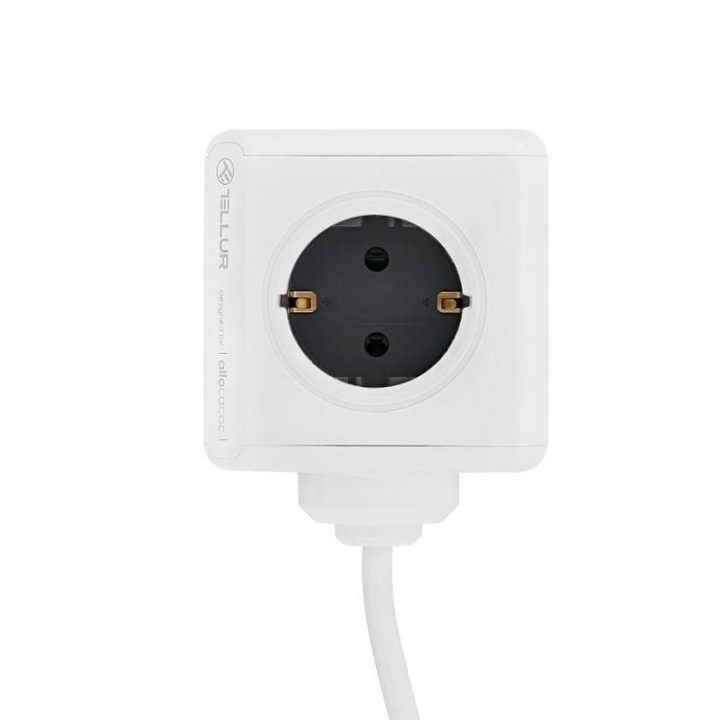 Ilgintuvas su 4 elektros lizdais ir 2 USB prievadais Tellur Power Cube Extended, 1,5 m, baltas
