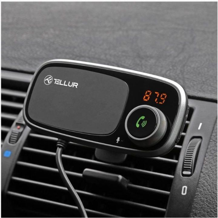 Automobilinis FM siųstuvas su magnetiniu telefono laikikliu Tellur FMT-B6, juodas