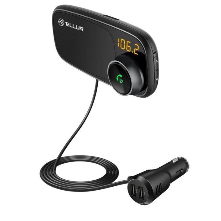 Automobilinis FM siųstuvas su magnetiniu telefono laikikliu Tellur FMT-B6, juodas