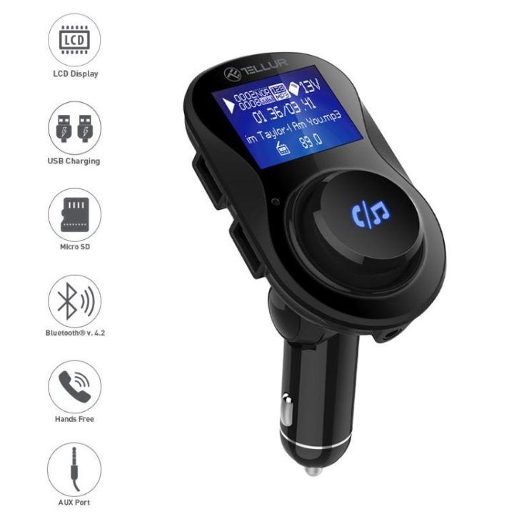 Automobilinis FM siųstuvas su Bluetooth, USB, microSD ir AUX Tellur FMT-B3, juodas