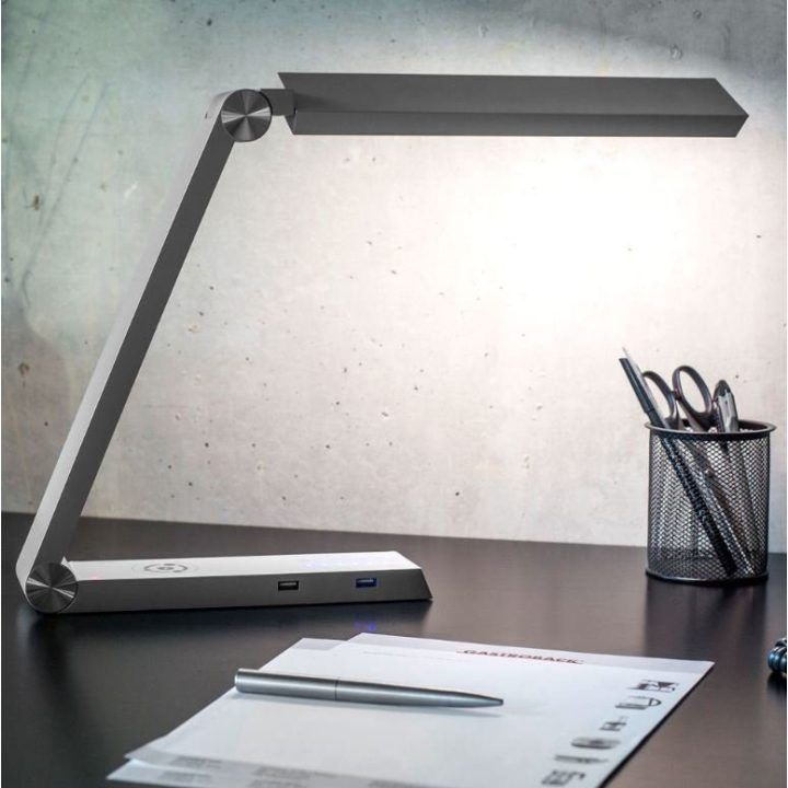 LED stalinė lempa su Qi įkrovikliu ir USB jungtimis Gastroback Design LED Light Charge