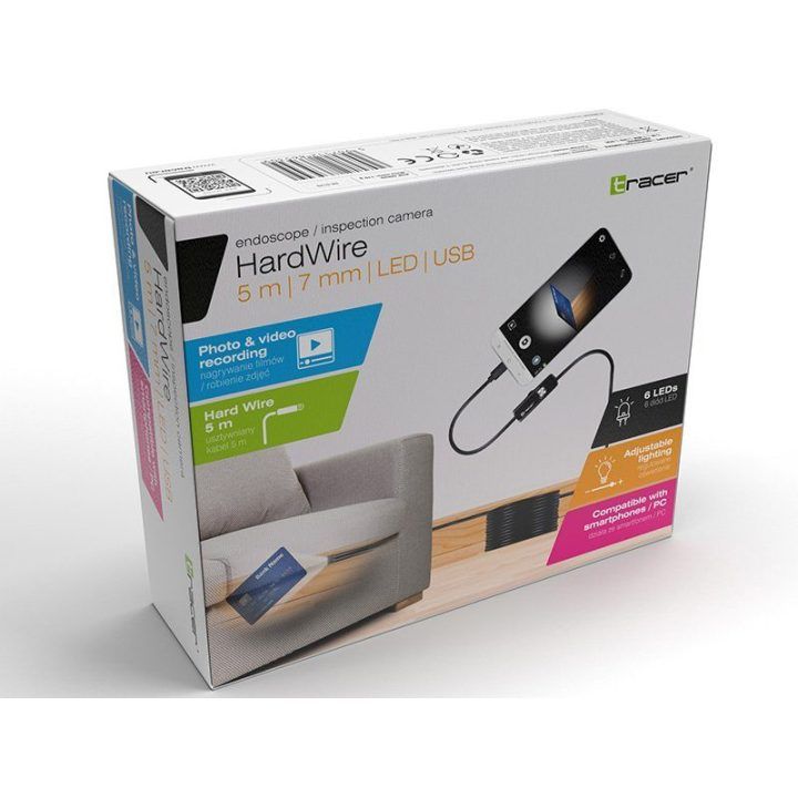 USB endoskopinė kamera su standžiu kabeliu Tracer HardWire, 5 m, 7 mm