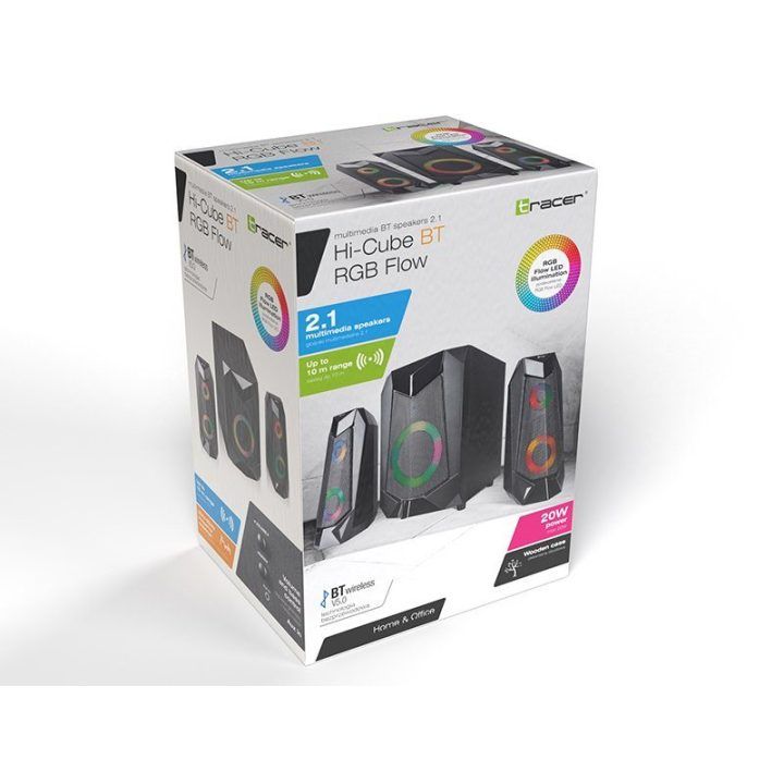 Kolonėlių sistema 2.1 su RGB apšvietimu Tracer Hi-Cube RGB Flow, 20 W