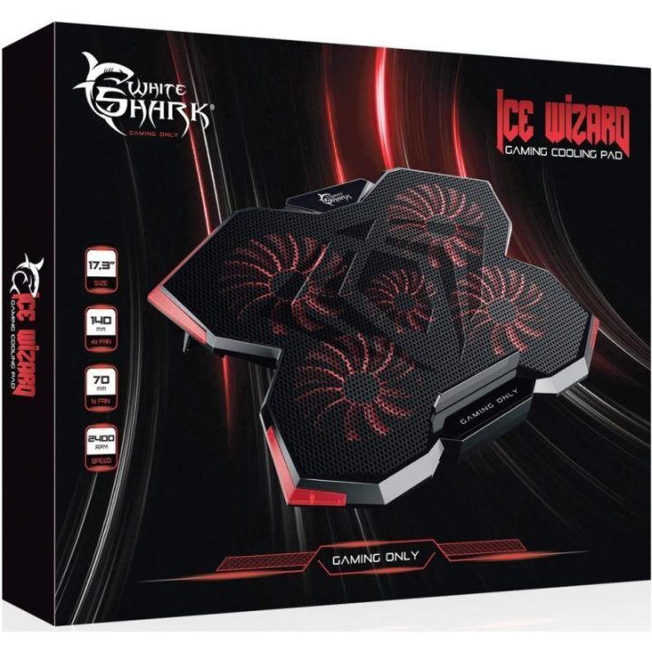 Nešiojamojo kompiuterio aušinimo stovas 17,3 colio White Shark ICE WIZARD GCP-29, juodas