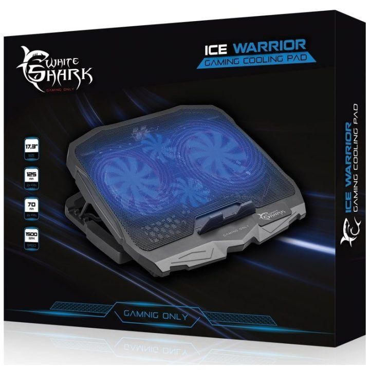 Nešiojamojo kompiuterio aušinimo stovas White Shark ICE WARRIOR GCP-25, juodas