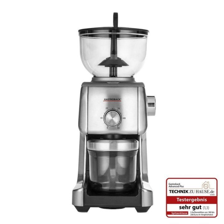 Kavamalė su smulkinimo peiliukais Gastroback Design Coffee Grinder Advanced Plus, 400 g, juoda ir nerūdijančiojo plieno
