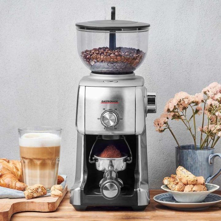 Kavamalė su smulkinimo peiliukais Gastroback Design Coffee Grinder Advanced Plus, 400 g, juoda ir nerūdijančiojo plieno