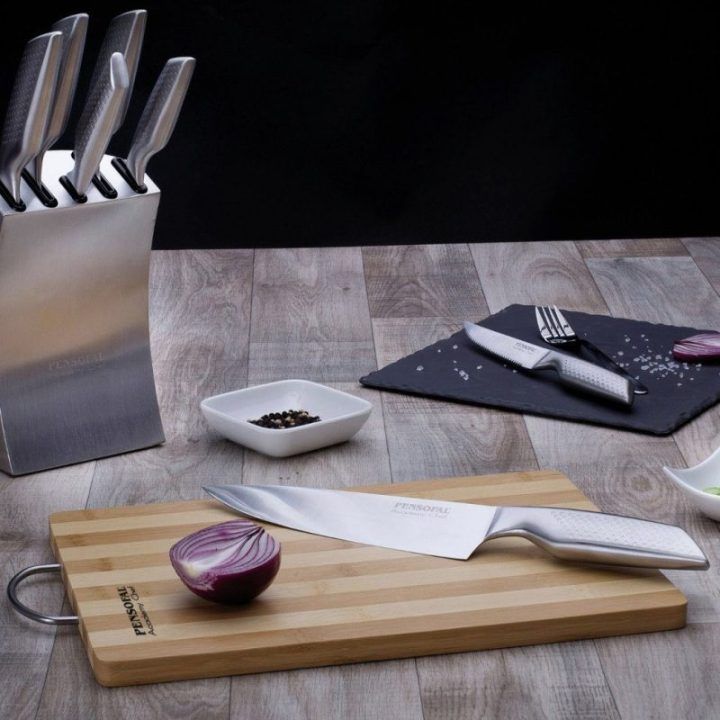 Bambukinė pjaustymo lenta su rankena Pensofal Academy Chef, 33,5 × 24 × 1,5 cm