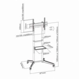 Mobilus grindinis televizoriaus stovas Sbox FS-400, 37–70 colių, juodas