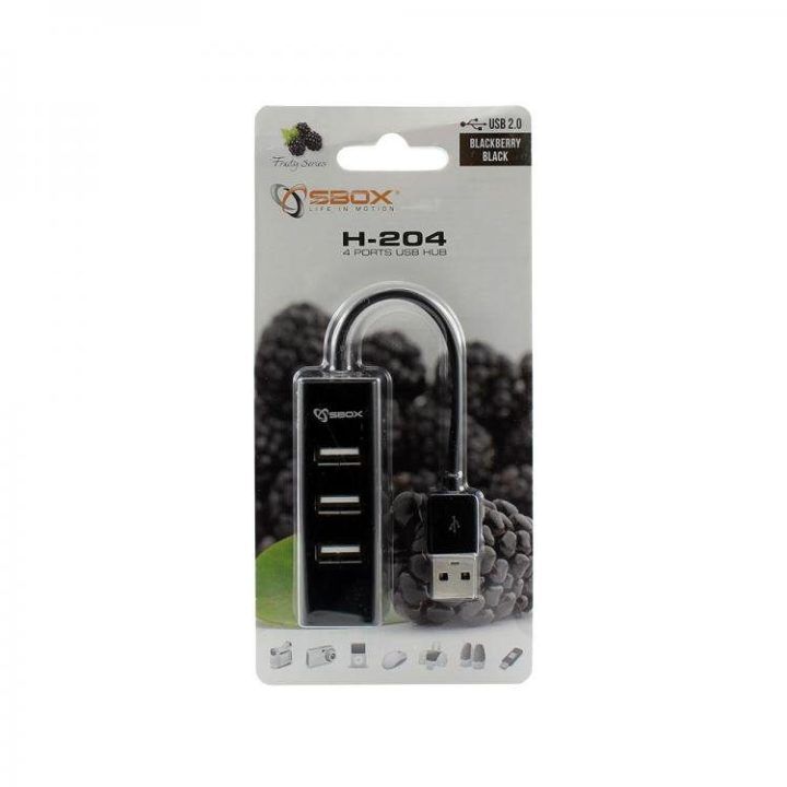 USB 2.0 šakotuvas Sbox H-204, 4 prievadai, juodas