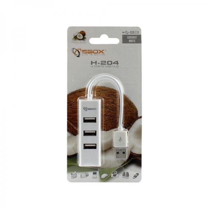 USB 2.0 šakotuvas Sbox H-204W, 4 prievadai, baltas