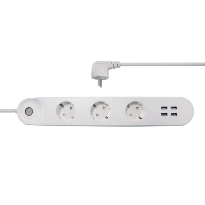 Išmanusis ilgintuvas su 3 lizdais ir 4 USB prievadais Denver SHP-300U