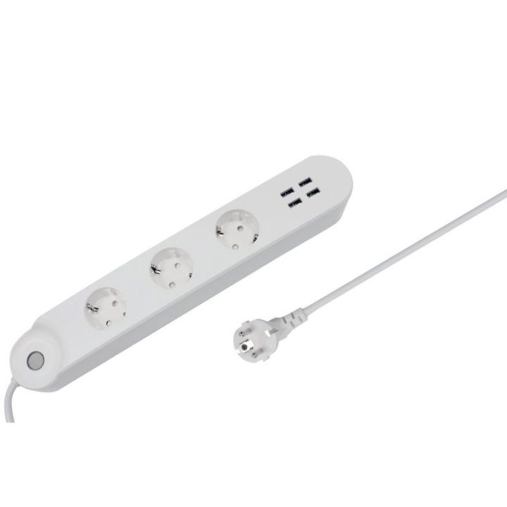 Išmanusis ilgintuvas su 3 lizdais ir 4 USB prievadais Denver SHP-300U