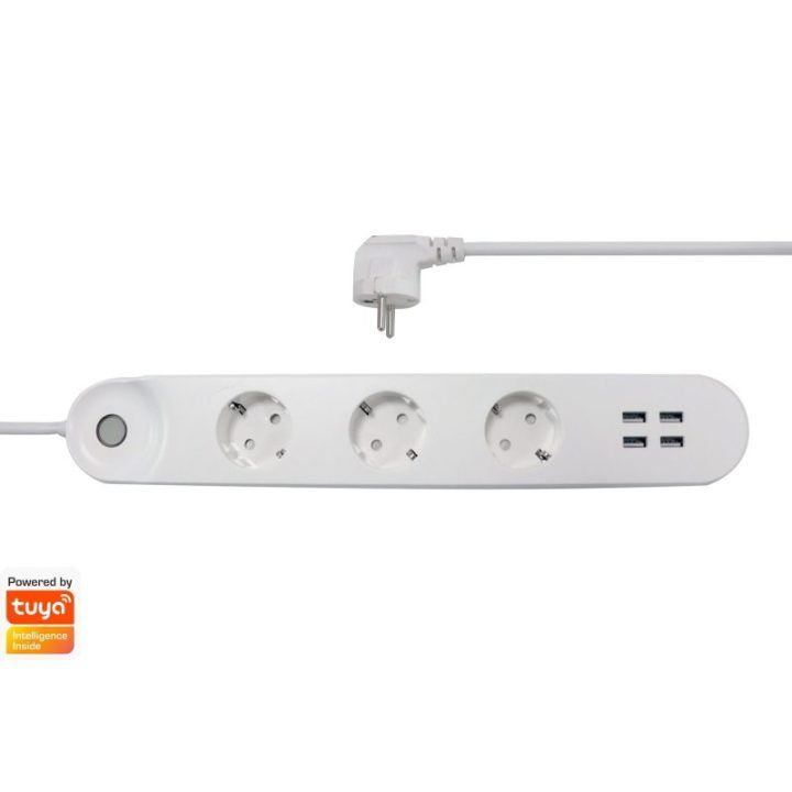 Išmanusis ilgintuvas su 3 lizdais ir 4 USB prievadais Denver SHP-300U