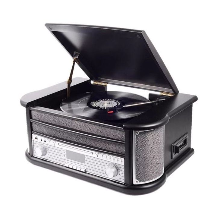 Medinis retro muzikos centras su patefonu Denver MRD-51, juodas
