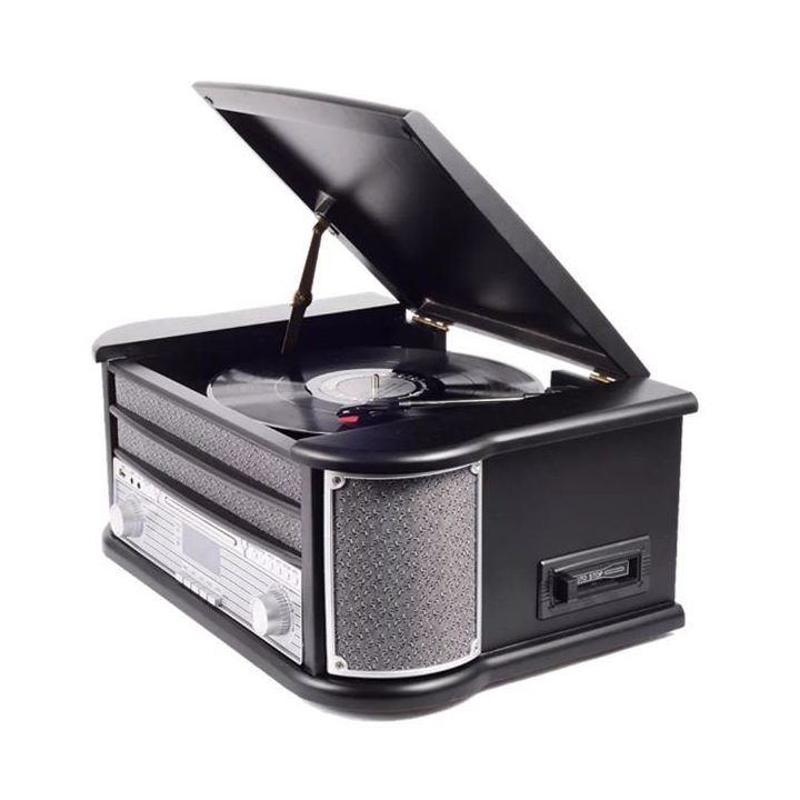 Medinis retro muzikos centras su patefonu Denver MRD-51, juodas
