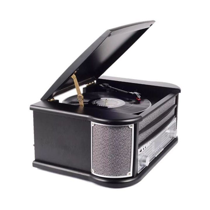 Medinis retro muzikos centras su patefonu Denver MRD-51, juodas