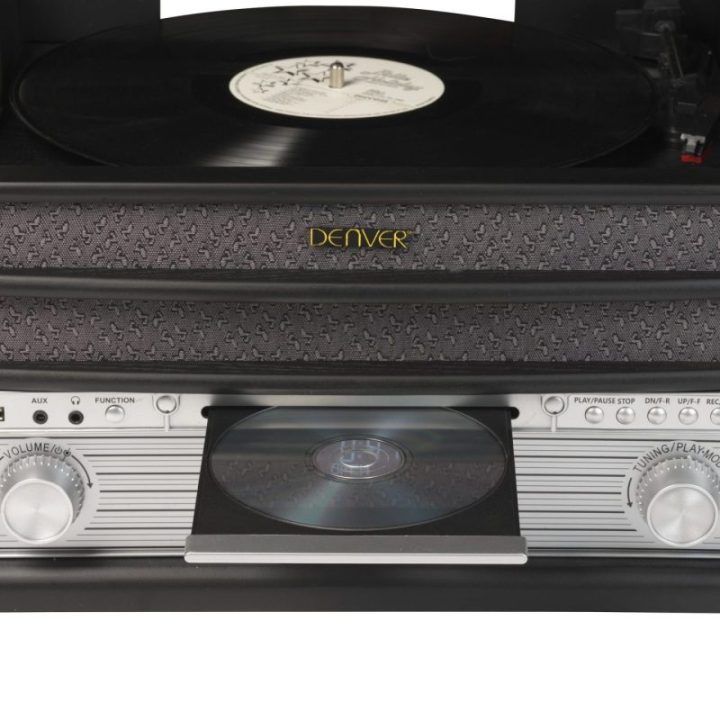 Medinis retro muzikos centras su patefonu Denver MRD-51, juodas