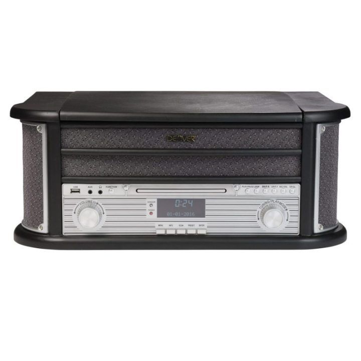 Medinis retro muzikos centras su patefonu Denver MRD-51, juodas