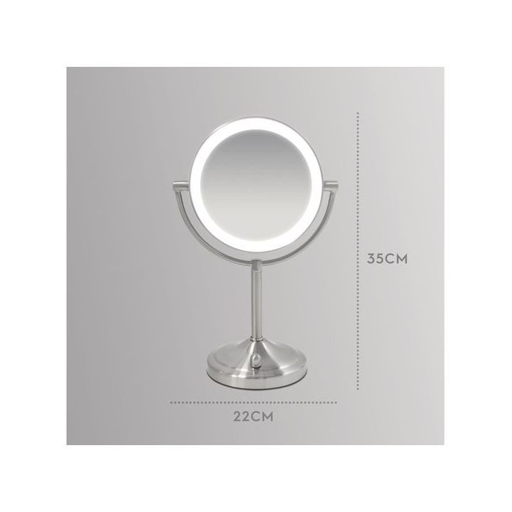 Kosmetinis veidrodis su LED apšvietimu Homedics MIR-8150-EU, 16,7 cm, satino nikelio spalvos