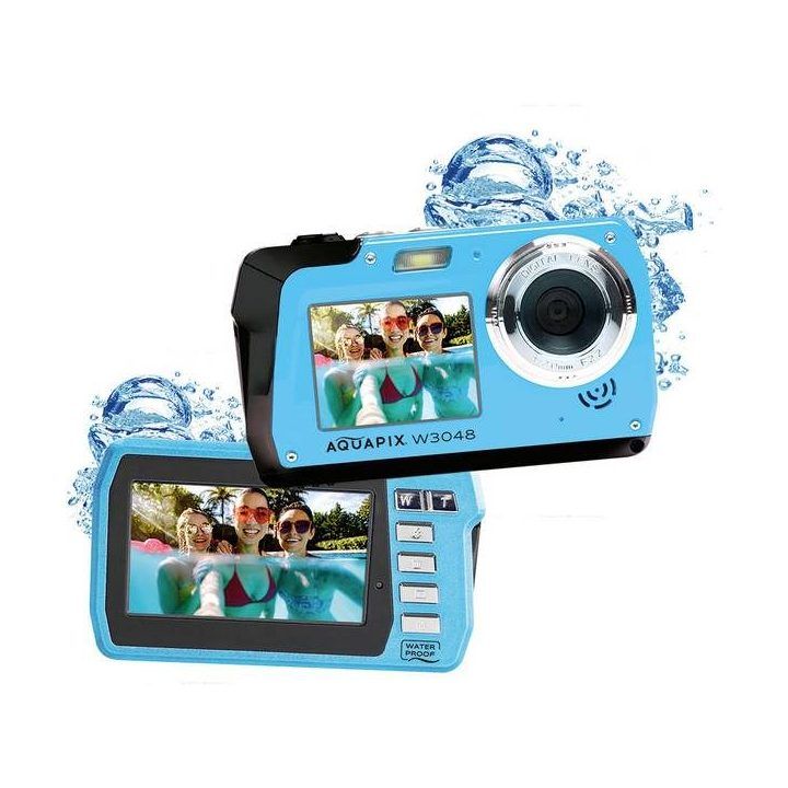 Veiksmo kamera su dviem ekranais Easypix Aquapix W3048-I Iceblue Edge, iki 3 m, šviesiai mėlyna