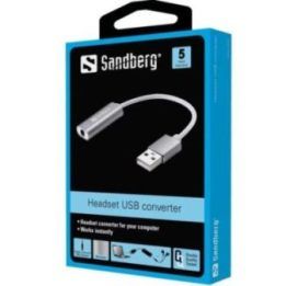 Ausinių USB adapteris Sandberg, 4 kontaktų MiniJack–USB