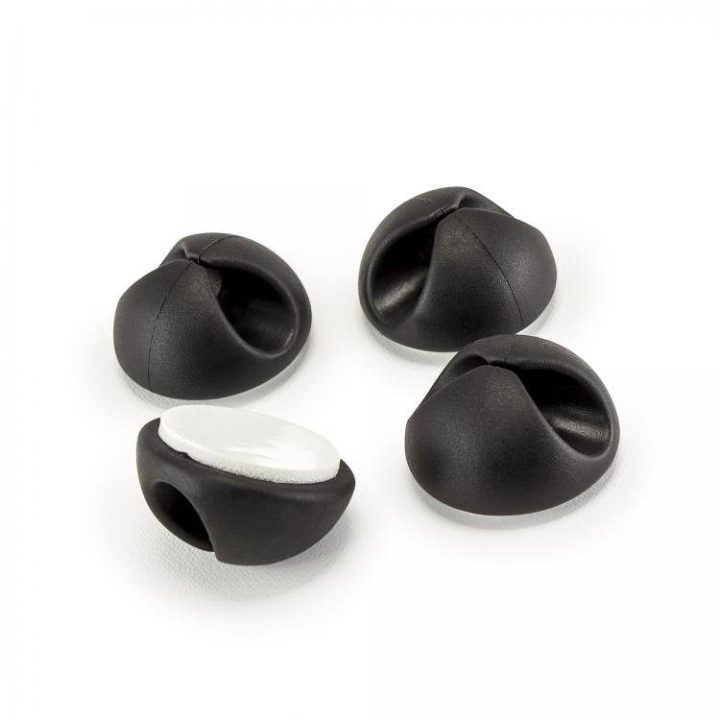 Kabelių laikikliai Sbox CCP-301, 4 vnt., 29 × 15 mm, juodi
