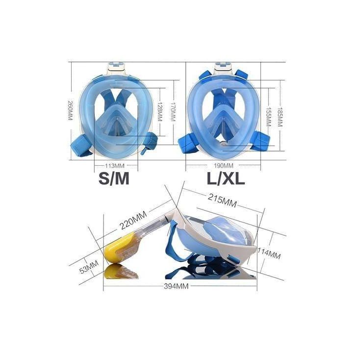 Viso veido nardymo kaukė su 180° matymo lauku Free Breath M2068G, L/XL, mėlyna