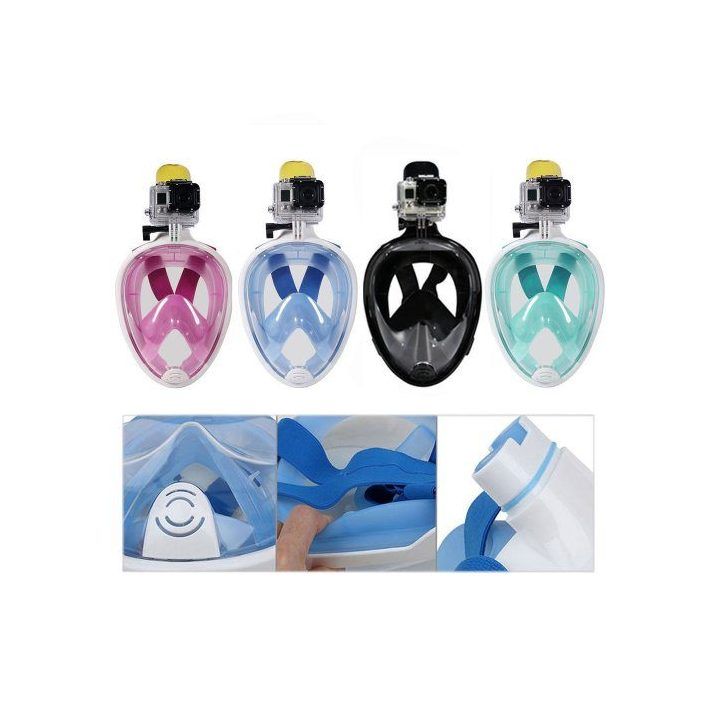 Viso veido nardymo kaukė su 180° matymo lauku Free Breath M2068G, L/XL, mėlyna