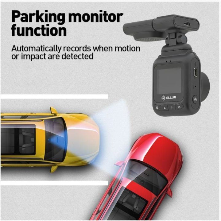 Vaizdo registratorius su GPS Tellur Dash Patrol DC2, Full HD 1080p, juodas