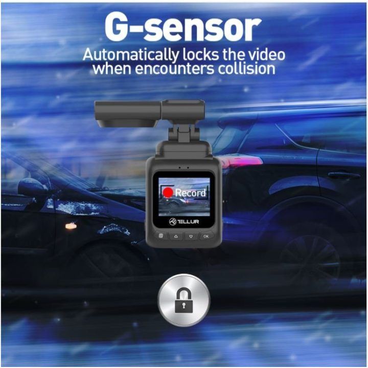 Vaizdo registratorius su GPS Tellur Dash Patrol DC2, Full HD 1080p, juodas