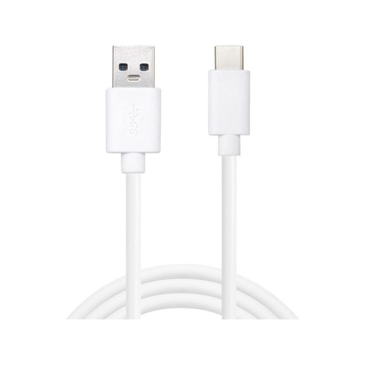 USB-A–USB-C kabelis su kištukinėmis jungtimis Sandberg, 1 m, baltas