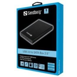 Išorinis 2,5 colio SATA kaupiklio dėklas su USB 3.0 Sandberg, juodas