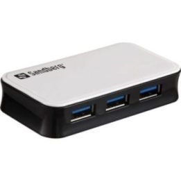 USB 3.0 šakotuvas su 4 prievadais Sandberg, 1 m, juodos ir baltos spalvos