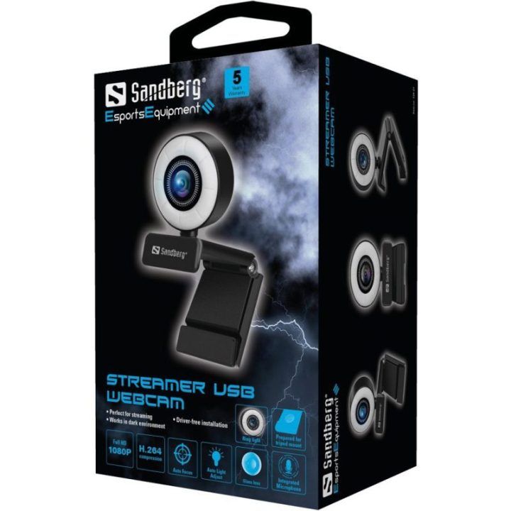 USB internetinė vaizdo kamera Sandberg Streamer, 1080p, juoda