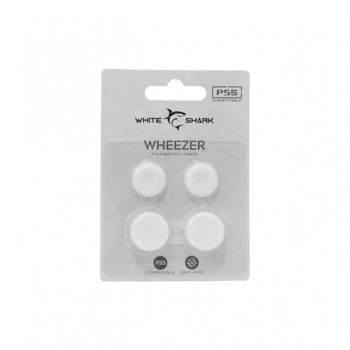 Silikoniniai nykščių antgaliai PS5 valdikliui White Shark Wheezer, balti