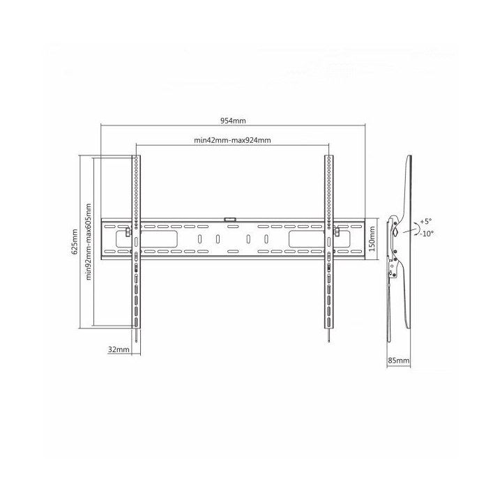 Pakreipiamas televizoriaus sieninis laikiklis Sbox PLB-4269T, 60–100 colių, 75 kg, juodas