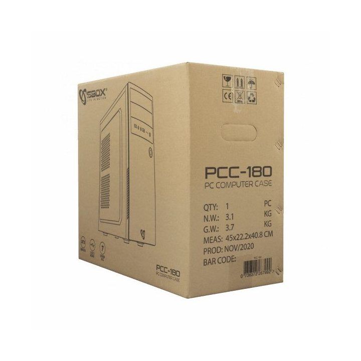 ATX kompiuterio korpusas Sbox PCC-180, juodas