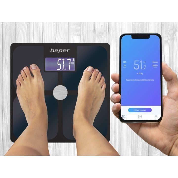 Kūno sudėties svarstyklės su Bluetooth Beper P303BIP050, 30 × 30 × 2,5 cm