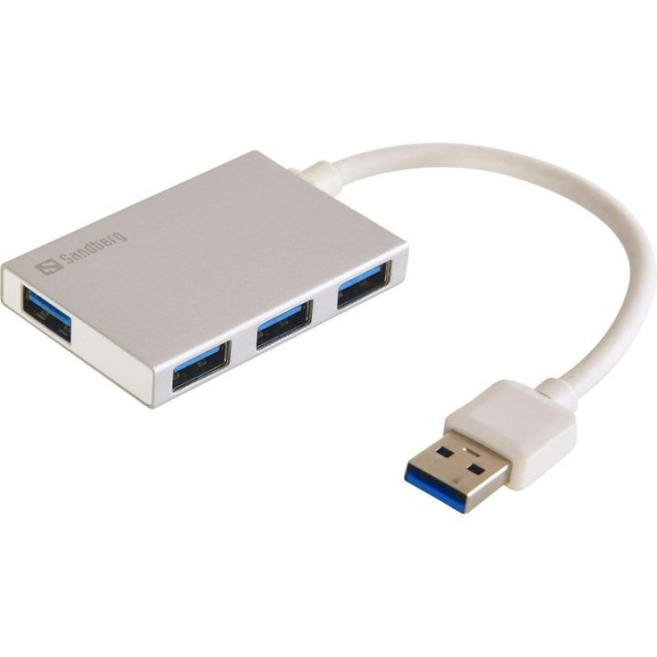 USB 3.0 šakotuvas su 4 USB-A prievadais Sandberg, baltas