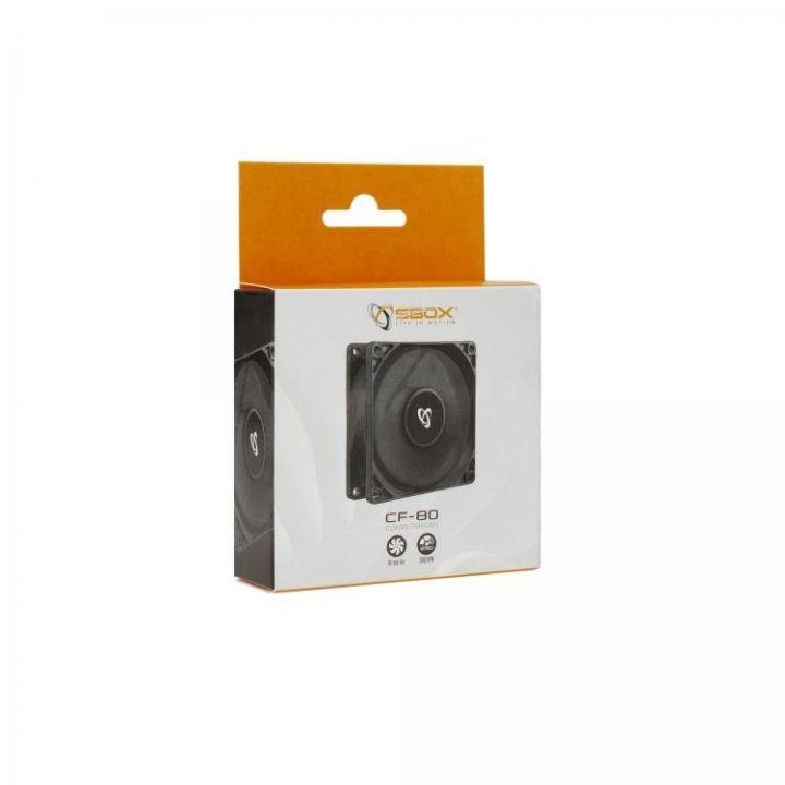Kompiuterio ventiliatorius Sbox CF-80/R, 80 × 80 × 25 mm, juodas