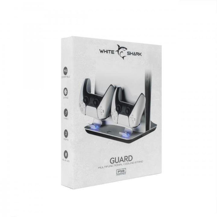 PS5 konsolės aušinimo stovas su trimis LED ventiliatoriais White Shark Guard