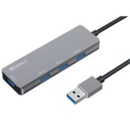 USB-A šakotuvas su 1 USB 3.0 ir 3 USB 2.0 jungtimis Sandberg Saver, pilkas