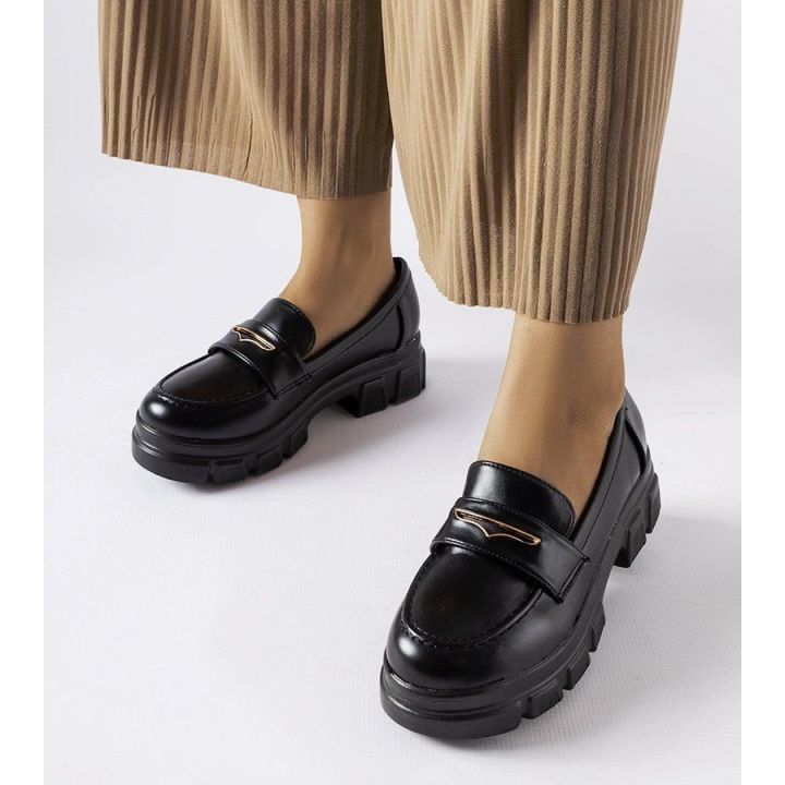 Juodi mokasinai su cirkonais Hartford XJ-379 BLACK
