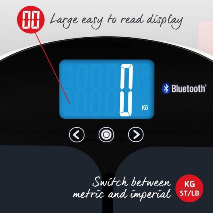 Kūno sudėties svarstyklės su Bluetooth ryšiu Salter Curve, juodos